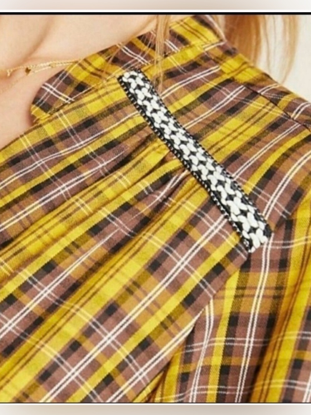 Anthropologie Yellow and Black Plaid Maxi Wrap Dress - Picture 5 of 12